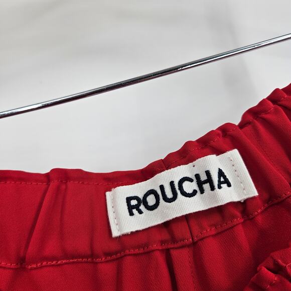 Roucha Pants Red Drawstring Elastic Waist Pleated Wide Leg Pull On Size US 12/14 - Picture 4 of 8